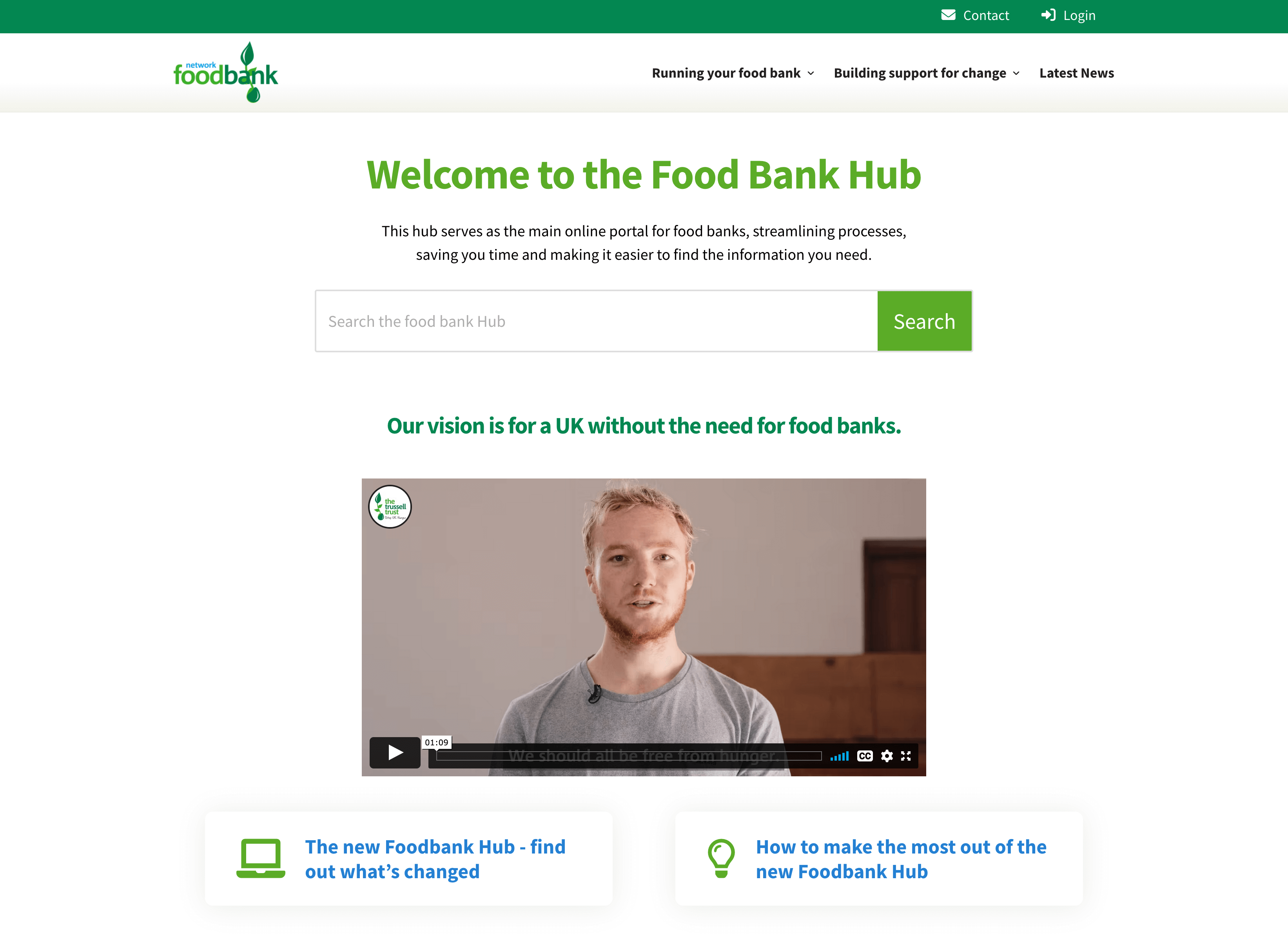 screenshot of foodbank hub homepage